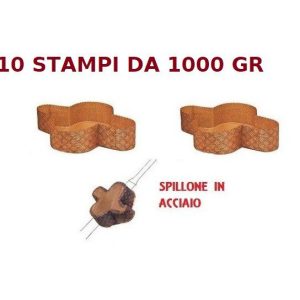SPILLONE IN ACCIAIO CON 10 STAMPI PER COLOMBA 1000 GR IN CARTA FORNO MONOUSO – 10 PEZZI DA 1000 gr