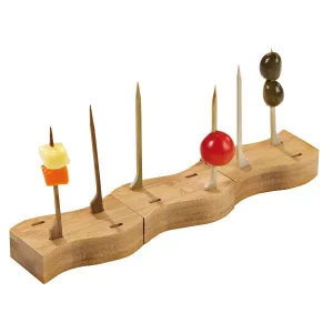 BBHAYA, Supporto bambu per 4 stecchini teppo gushi, 8 x 4 x h 2 cm pz. 10