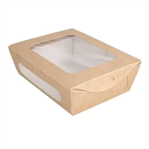 Scatola Insalata kraft doppia finestra 800 ml 166x118x50 mm conf 270 pz (9 x 30 pz)