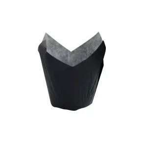 Pirottino da forno a forma di tulipano, in carta nera antiunto 0ml 30mm H80mm 1200 pz