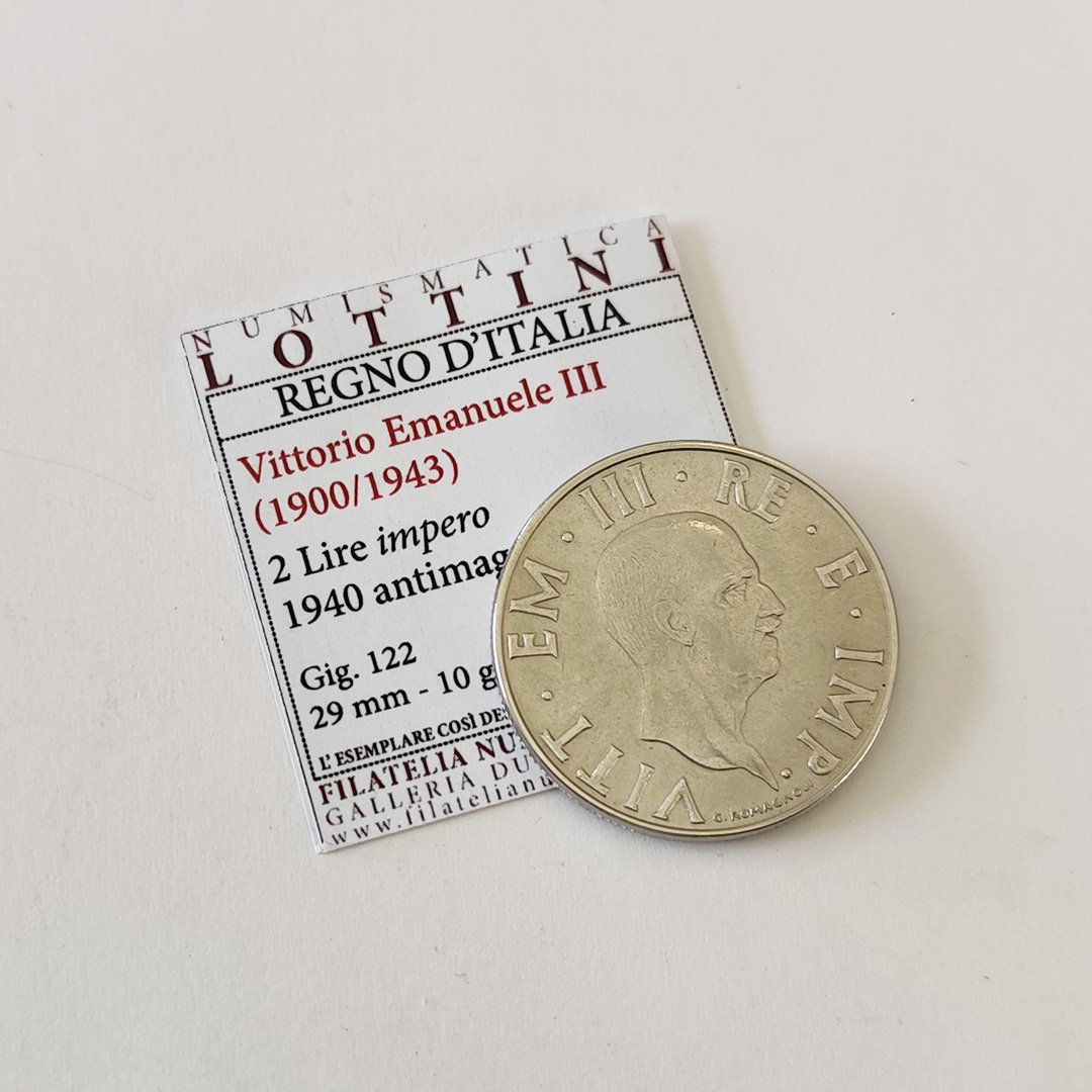 Vittorio Emanuele III – 2 Lire Impero – 1940 XVIII Antimagnetica Spl - immagine 3