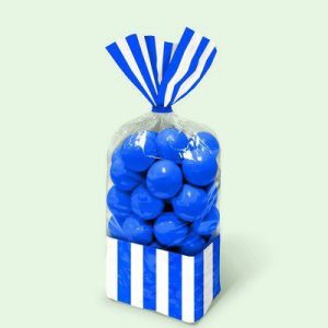 Sacchetti cellophane rettang. Striped 13×25 cm blu royal 10 pz per Caramelle Confetti Mallow Candy Buffet