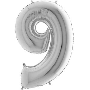 PALLONE IN MYLAR H CM 102 ARGENTO disponibile da 0 a 9