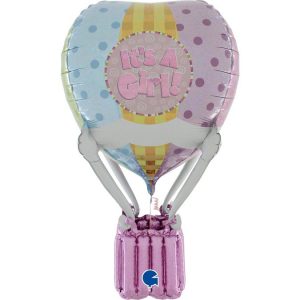 MAXI PALLONE OLOGRAFICO 3D MONGOLFIERA ROSA cm 91