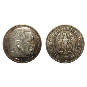 Germania – Terzo Reich – 5 Reichsmark d’Argento “Hindenburg” – 1936 A